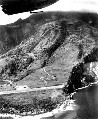 Airport after construction as seen from the air.