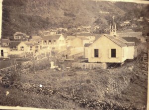 Cyclone 26 Sept. 1932, R.C. Church in The Bottom off its foundation.