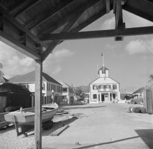 Cyrus Wathey's gas pump on the left.