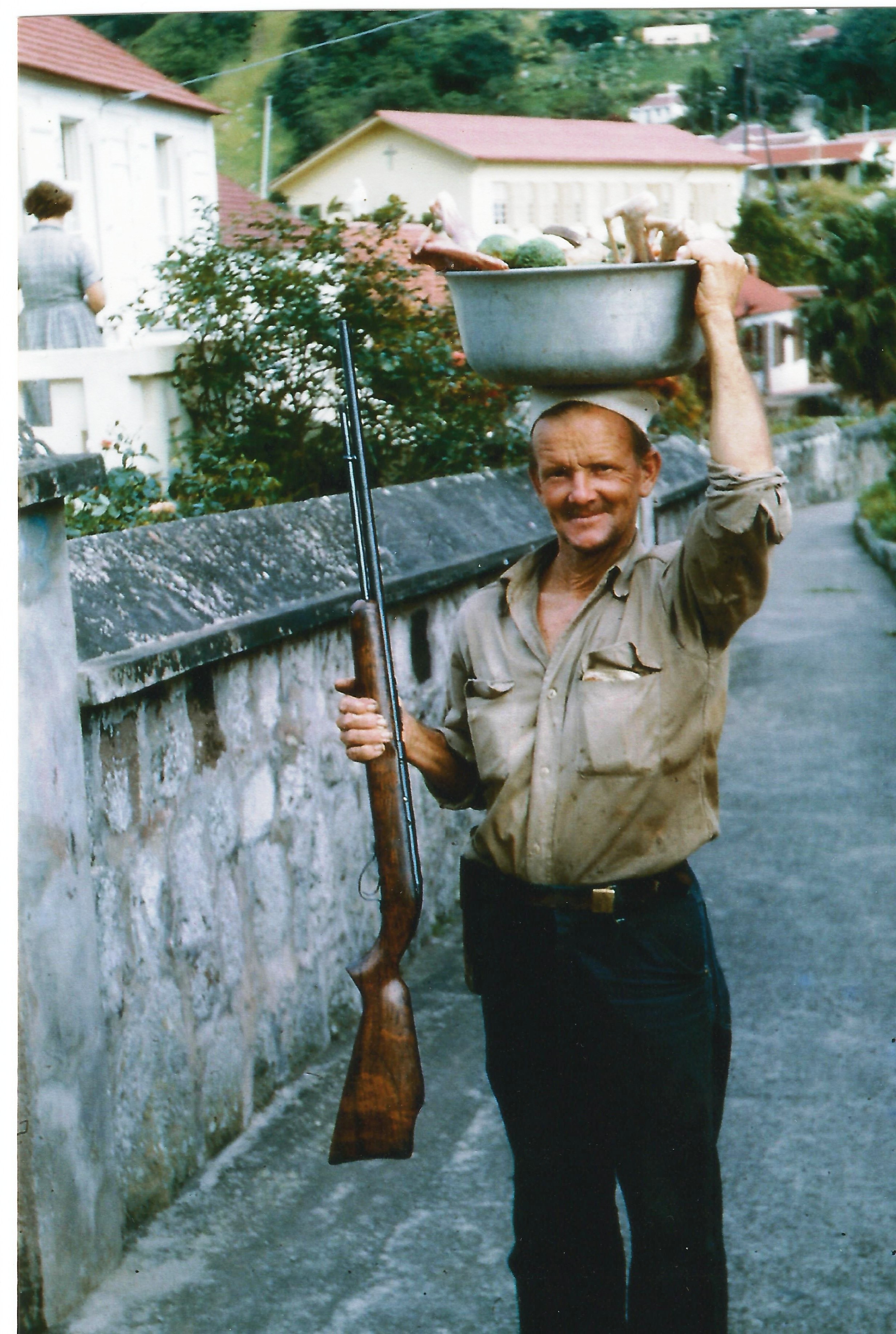 Alvin (Bobby) Every carrying home lunch.